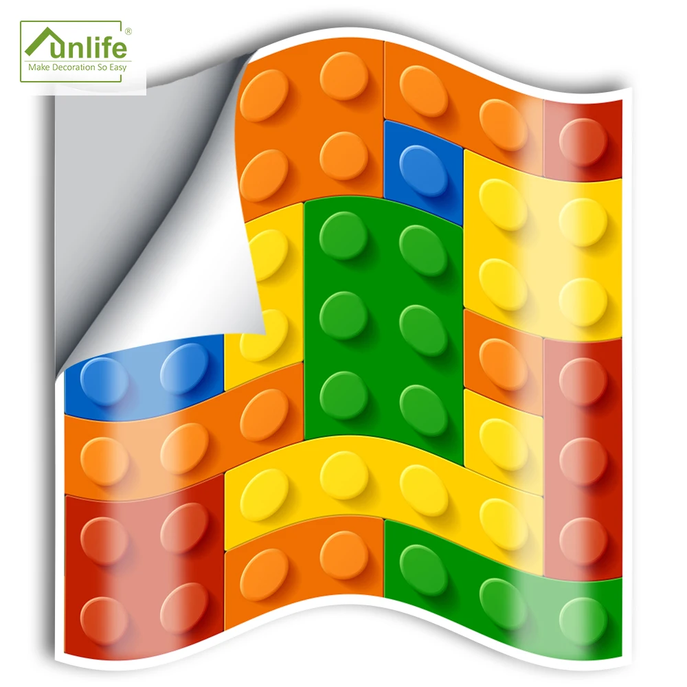 

Funlife 10/15cmx25pcs building block PVC Waterproof Self adhesive Wall Sticker Tile Sticker For Kitchen Bathroom Furniture SJ001