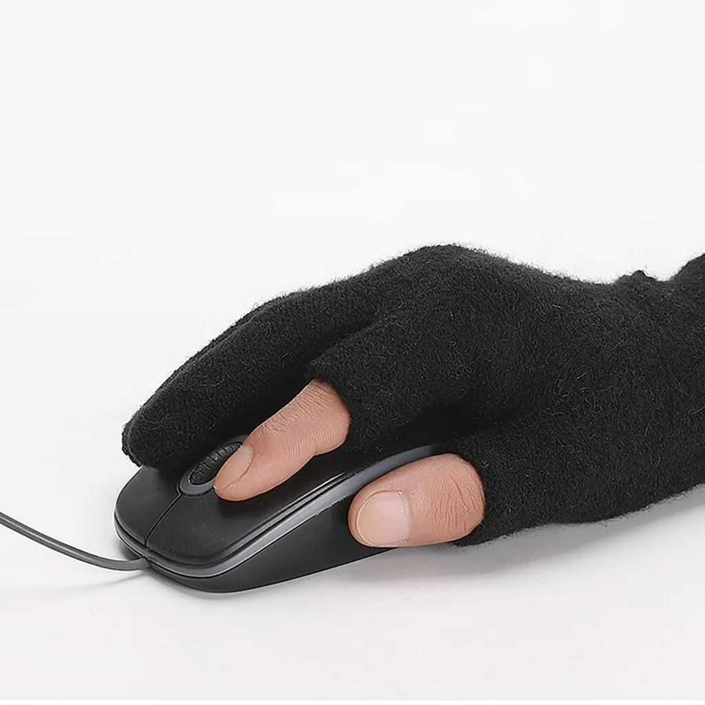 Зимние перчатки Весна Зима Новые Вязаные перчатки мужские осенние и зимние матовые теплые перчатки с двумя пальцами перчатки для сенсорного экрана# D19