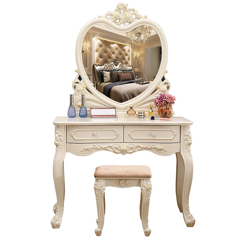 Европейский стиль туалетный столик стул для спальни из цельного дерева цвета