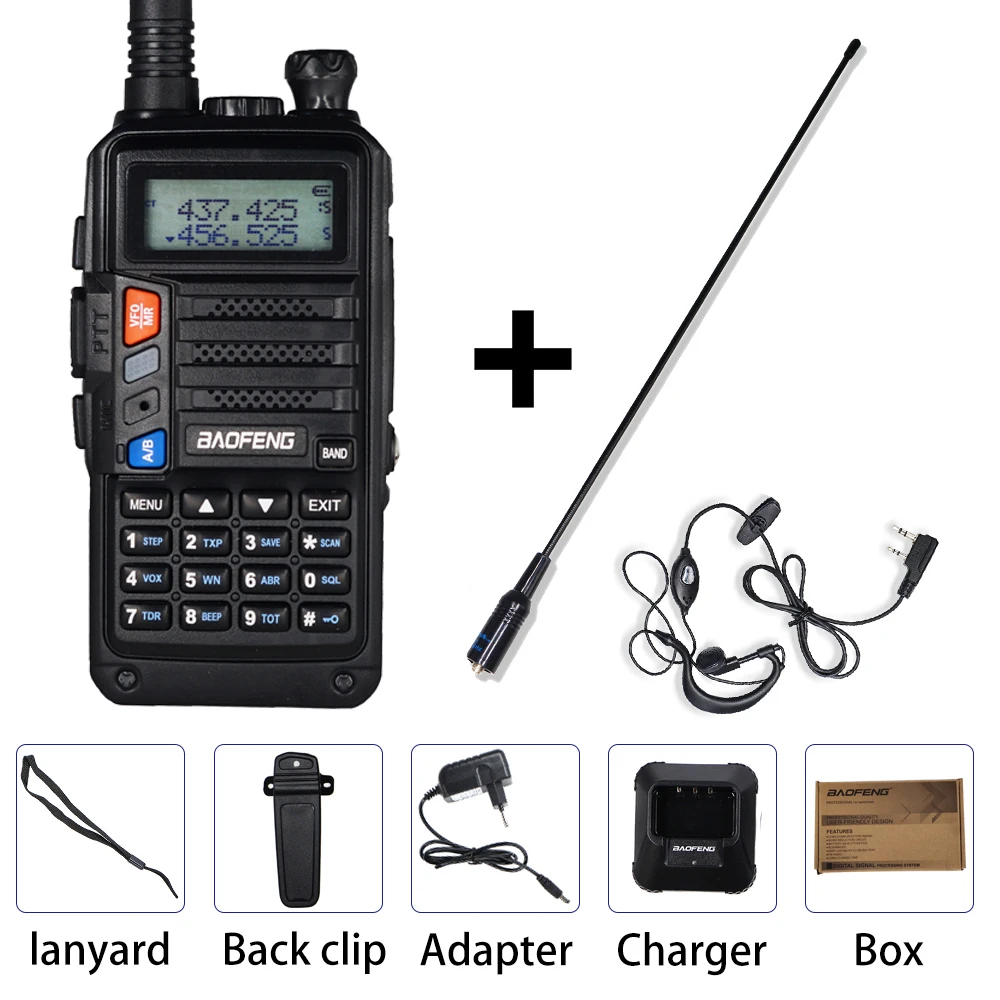 Silver add 1 antenna 8 Вт Baofeng UV-5R Pro двухстороннее радио UV 5R Двухдиапазонная Высокая мощность 8 Вт рация UV5R Pro fm-приемопередатчик портативный CB Ham радио - Цвет: Silver add 1 antenna