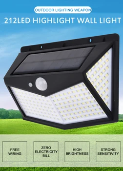 

New 212 LED Solar Light 700 lumens Outdoor Solar Lamp With PIR Motion Sensor Solar Powered Waterproof Wall Lamp for Garden Decor