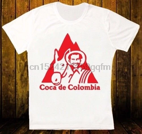 Mens Pablo Escobar Coca De Colombia Retro Vintage Hipster T Shirt Round Neck Short Sleeves Tops Clothing | Мужская одежда