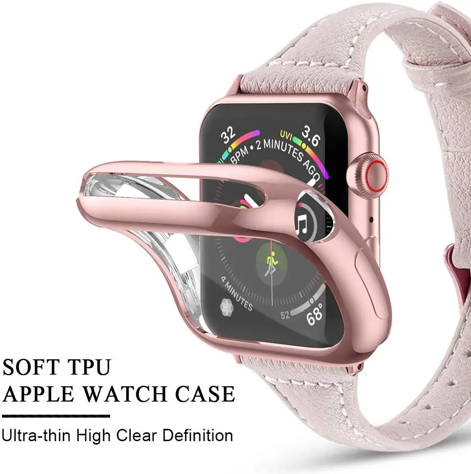 OSRUI 360 Slim Watch Cover for Apple Watch Case 5 4 3 2 1 42MM 38MM Soft Clear TPU Screen Protector for iWatch 4 3 44MM 40MM afbeelding
