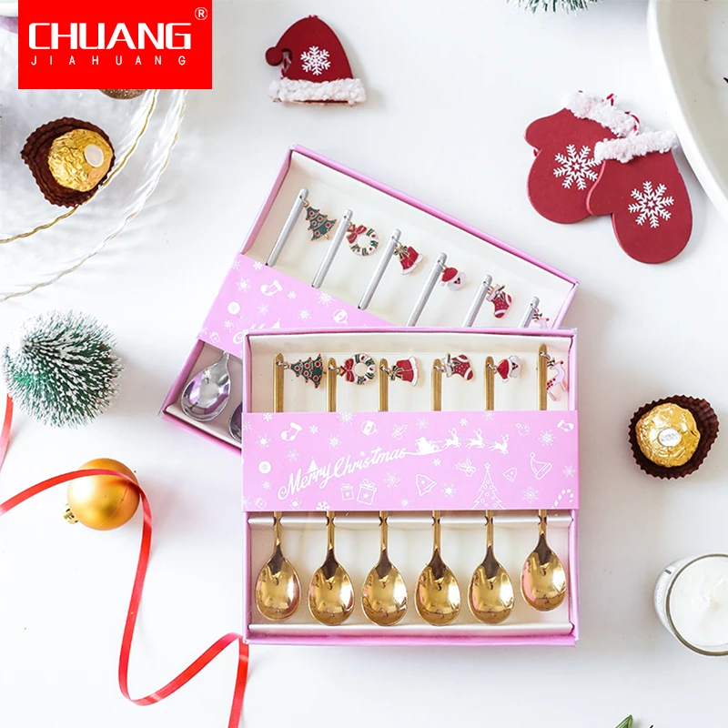 2019 новогодняя Рождественская ложка серебряная Санта Клаус снеговик