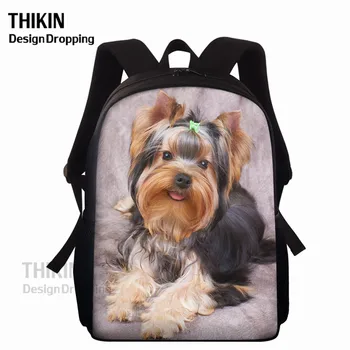 

THIKIN Cute Yorkshire Terrier Printing Children Mochilas Backpack School Kids Book Bags 3D Animal Design Students Travel Bolso