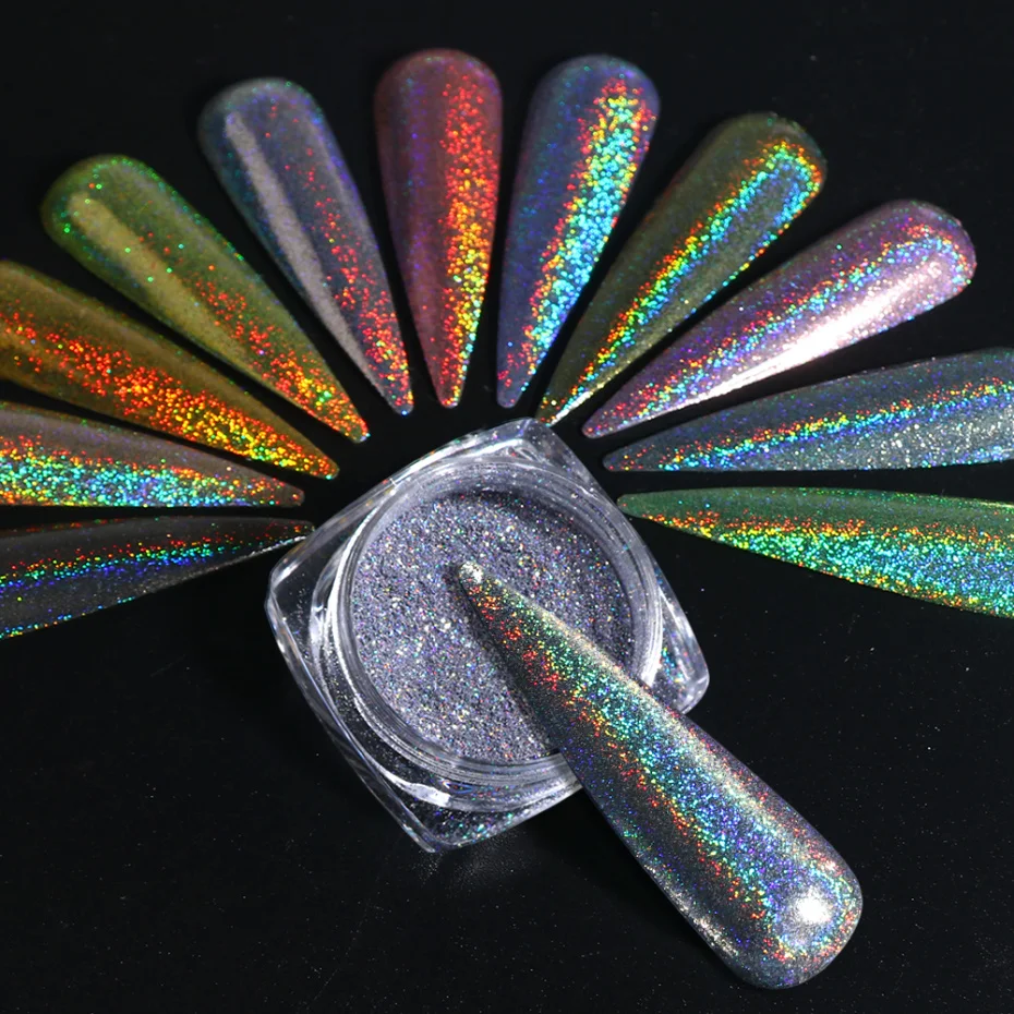 

1g Glitter for Nails Holographic Dip Powder Mirror Polishing Chrome Pigments Nail Art Decorations Laser Dazzling Dust LA1028-1