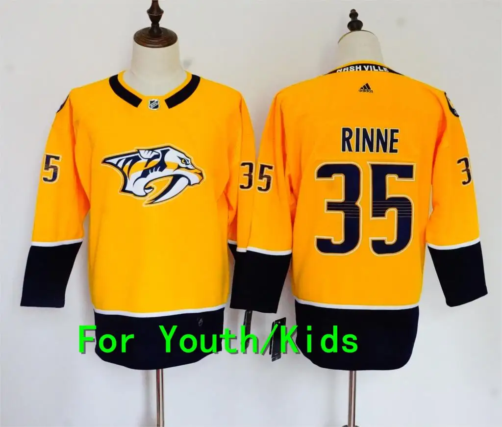 Молодежная вышивка прошитая Nashville#76 PK Subban 35 Pekka Rinne 9 Filip Forsberg 59 Roman Josi 92 Ryan Johansen детская футболка