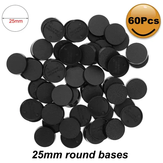 25mm Round Plastic Model Bases for Warhammer Wargames Table Games MB325 40pcs/60pcs/100pcs