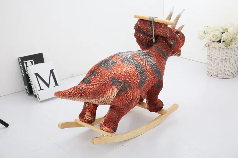 Реплика, T-REX, трицератопс, плюшевое, мягкое, детское кресло-качалка, креативный подарок, Детский динозавр, лошадка-качалка, прочная древесина