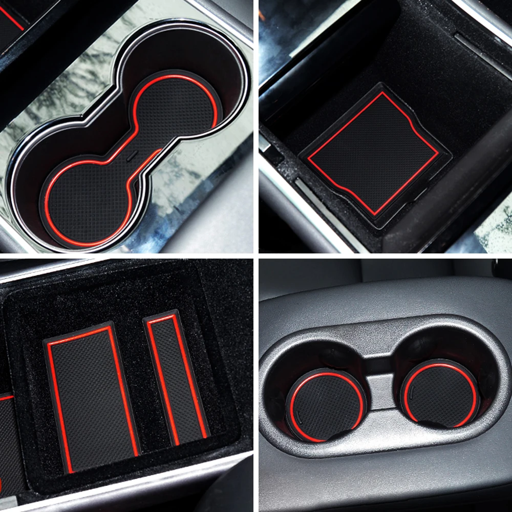 Для Tesla Model 3 Аксессуары Автомобильная консоль Wrap Mat Для Tesla Model 3 Аксессуары для интерьера Нескользящая калитка Слот Центр Защитные накладки для чашек Автоаксессуары