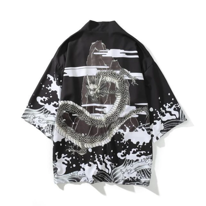 Мужская рубашка с принтом в японском стиле кимоно кардиган уличная одежда 2020 Obi