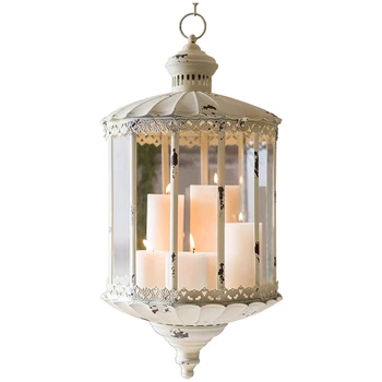 

European Candle Holder Nordic Luxury Metal Art Wedding Decoration Candlestick Hanging Lantern Home Deco BB70ZT
