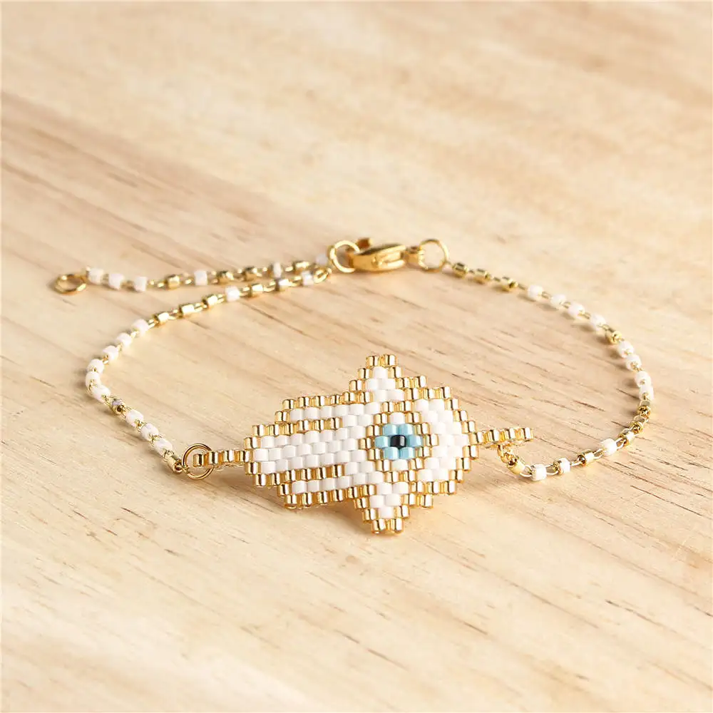 Shinus 10 шт./партия Miyuki браслет evil eye Fatima Hamsa браслеты для рук женские Pulsera Mujer Delica бусы браслет ювелирные изделия в стиле "Бохо"