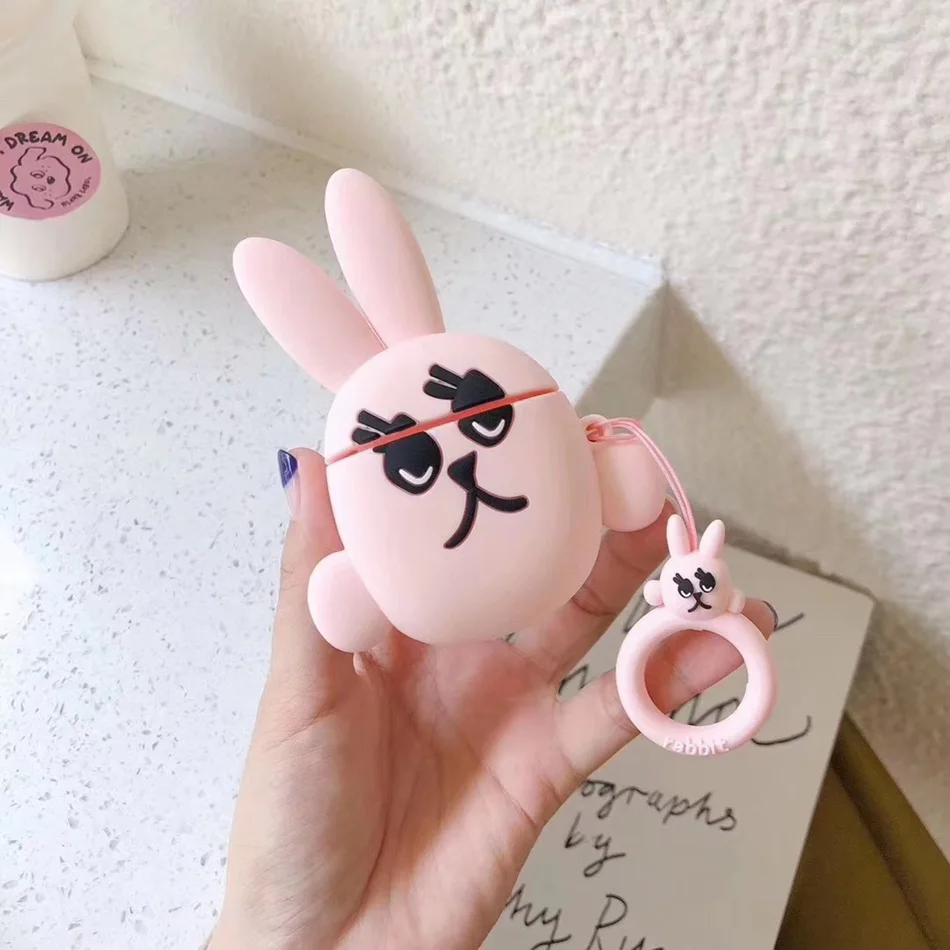 Для AirPods чехол милый силиконовый мультфильм собака кожухи головных телефонов для Apple Airpods чехол Аксессуары для наушников Наушники кольцевой ремешок 3D - Цвет: 346U