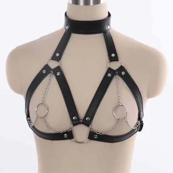 BDSM Fetish Bondage Collar Body Harness Sex Toys Adult Products For Couples Sex Bondage Belt Chain Slave Breasts Woman 3