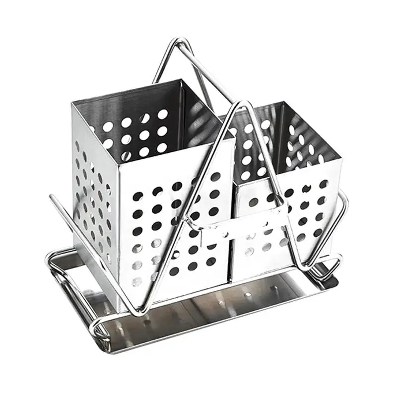 Квадратный держатель для палочек из нержавеющей стали столовые приборы Подставка для хранения посуды многоцелевой контейнер для палочек для еды