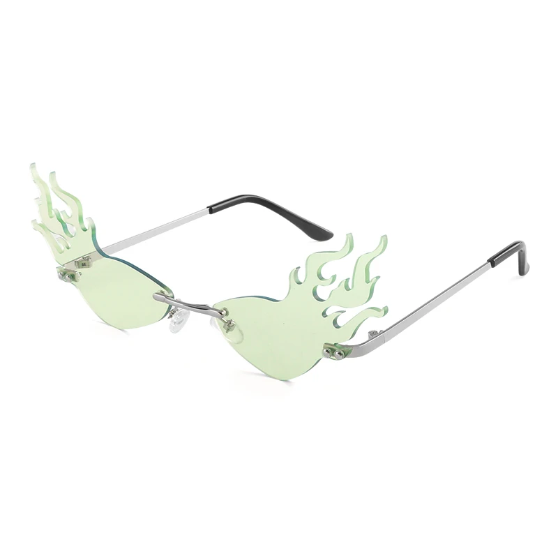 Модные солнечные очки с огненным пламенем фирменный дизайн сексуальные женские солнцезащитные очки «кошачий глаз» роскошные солнцезащитные очки без оправы UV400 - Цвет линз: 06