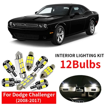 

12x White Auto Car LED Light Bulbs Interior Kit For 2008-2017 Dodge Challenger 12V Led Map Dome License Plate Lamp Car Styling