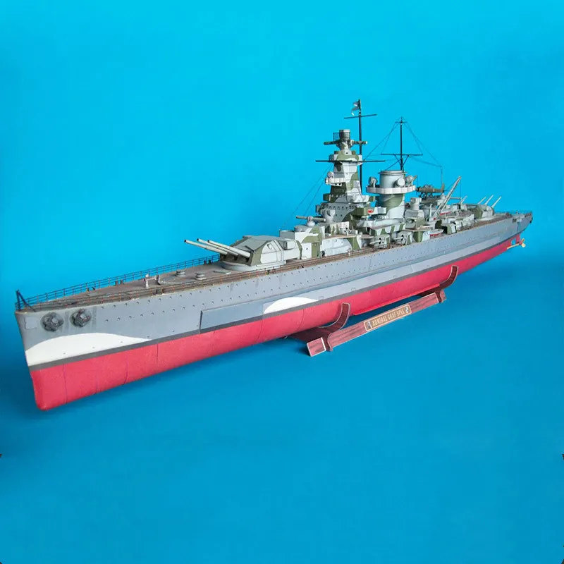 

93CM Paper Germany Graf Battleship boat Model Toys Handmade DIY ship creative show props Collection Gift