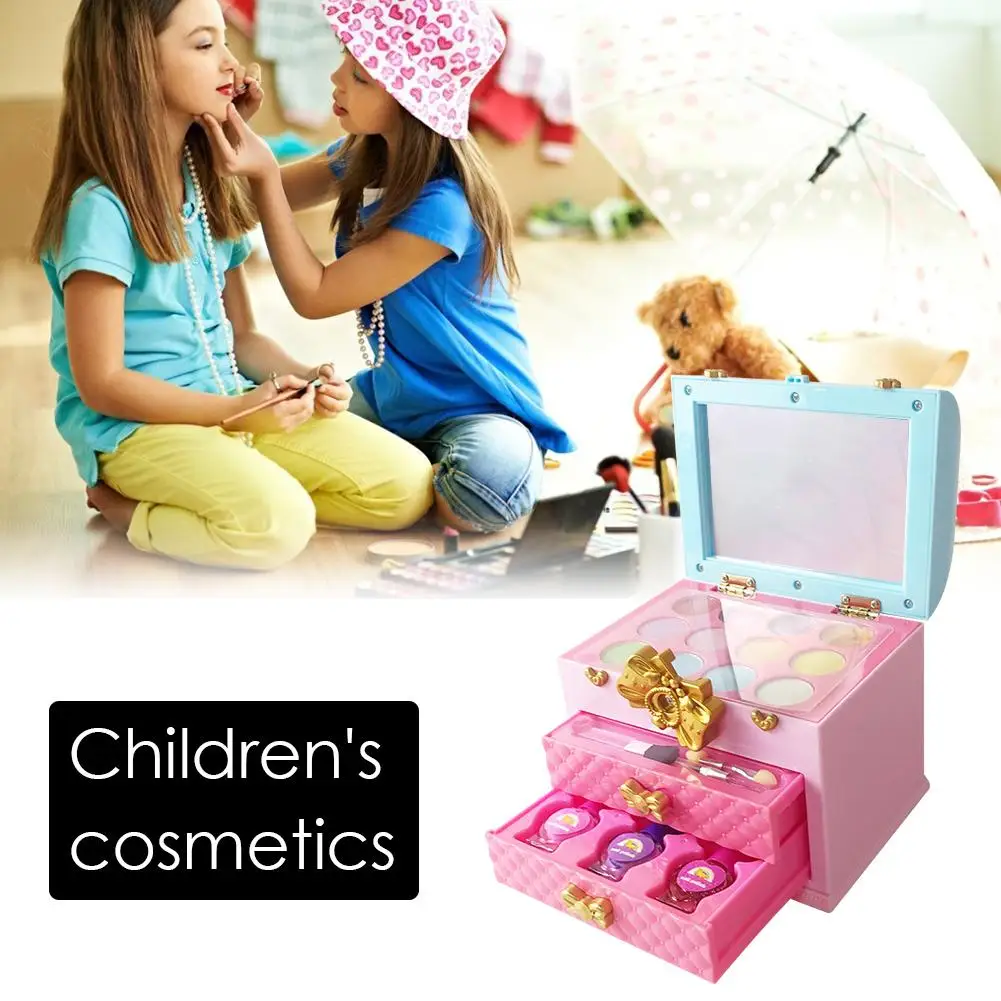 Принцесса Детская коробка для макияжа для девочек Predend Play Cosmetics Набор теней для век Румяна Блеск для губ кисть набор косметических игрушек