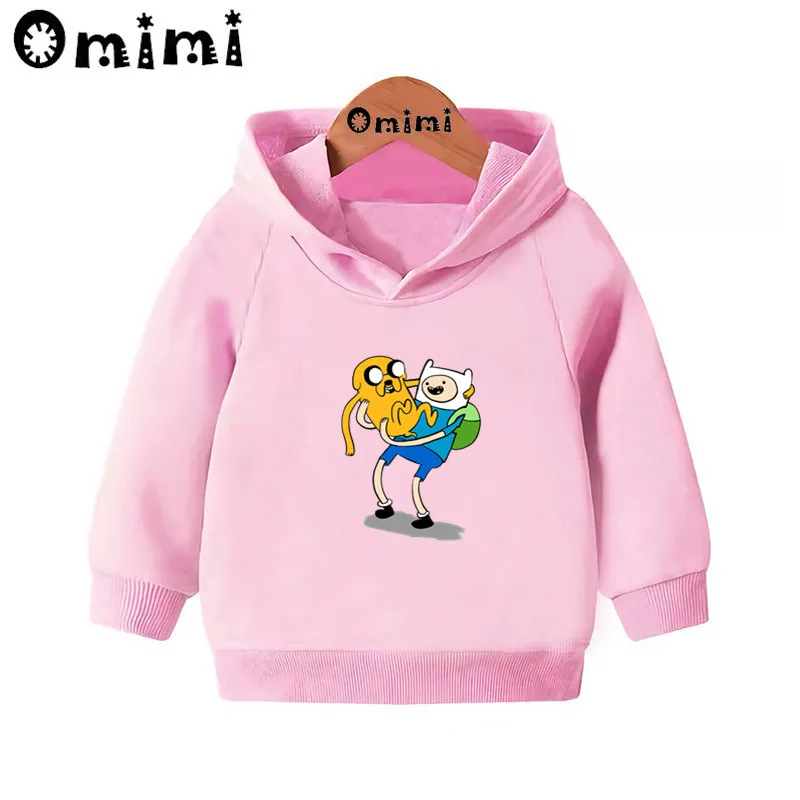 Adventure Time Finn& Jaker/забавные свитшоты; детские толстовки с капюшоном; крутой пуловер для малышей; топы для девочек и мальчиков; осенняя одежда; KMT5200 - Цвет: Pink-5200D