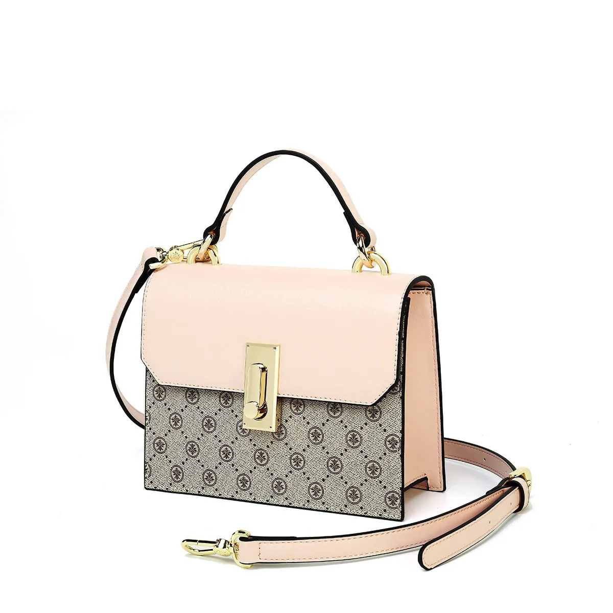 

Trend Contrast Color Handbag 2019 New Style WOMEN'S Bag Delicacy Lock Contrast Color Joint Shoulder Oblique Bag Handbag