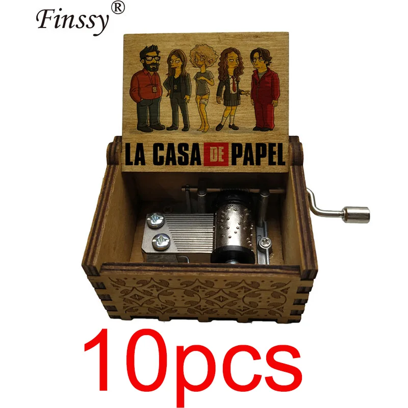 10 шт. испанский телевизор la casa de papel Money heist bella ciao деревянная музыкальная шкатулка Caja музыкальные деревянные коробки подарок на день рождения украшение дома - Цвет: Music-22