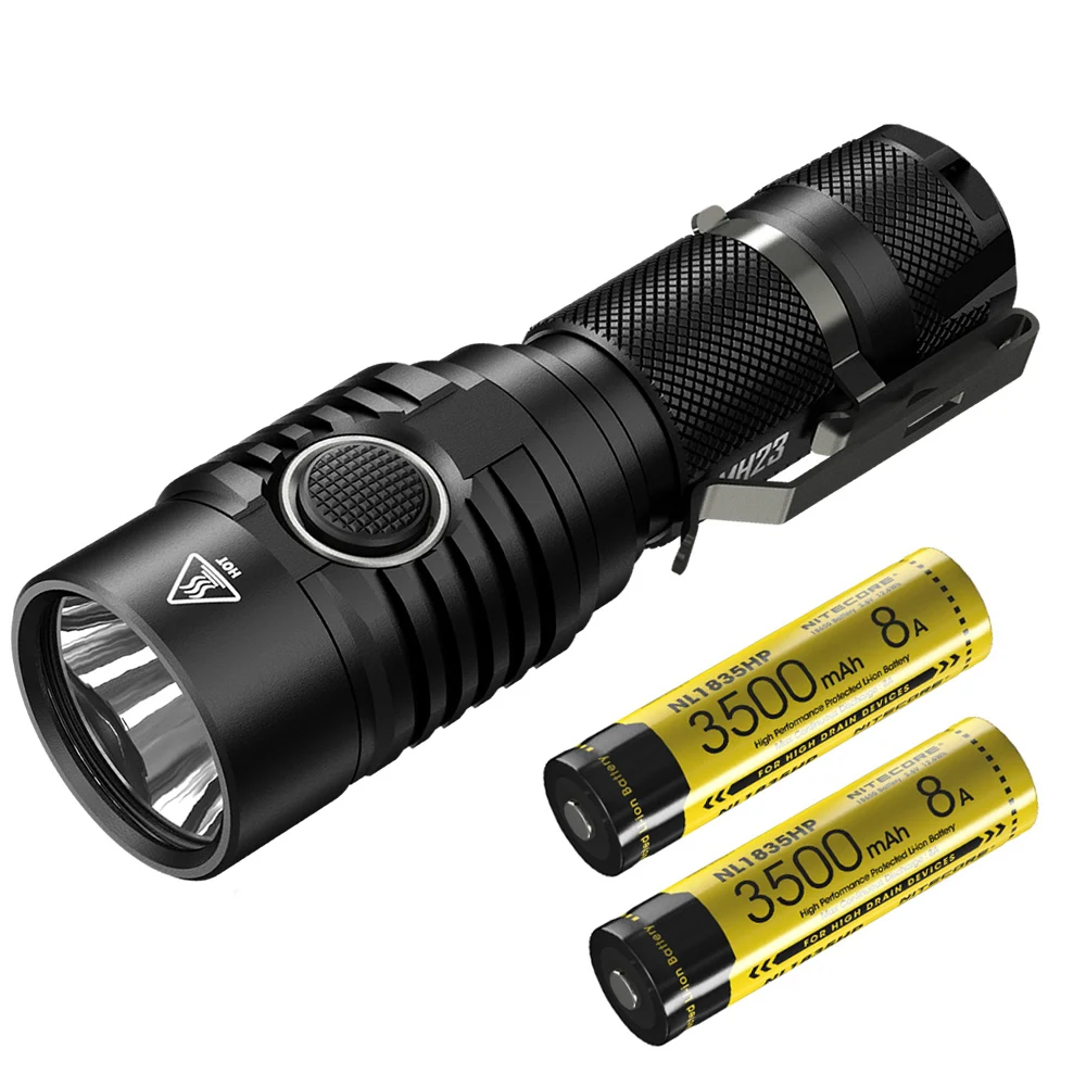 MH23 NL1835HP x 2 NITECORE MH23 USB Перезаряжаемый фонарик комплект CREE XHP35 HD max 1800 люмен расстояние луча 294 м факел тактическая ручка света - Испускаемый цвет: MH23 NL1835HP x 2