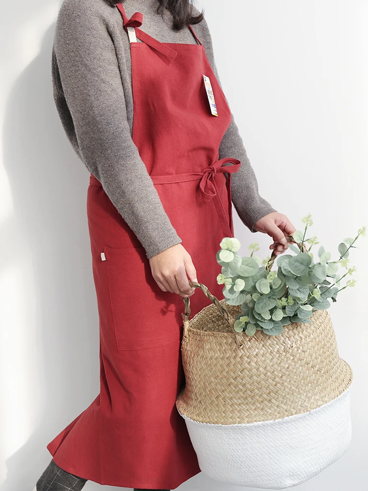 Brief High-end washable Super large cotton linen cooking apron for the kitchen unisex flower shops work clean aprons for woman