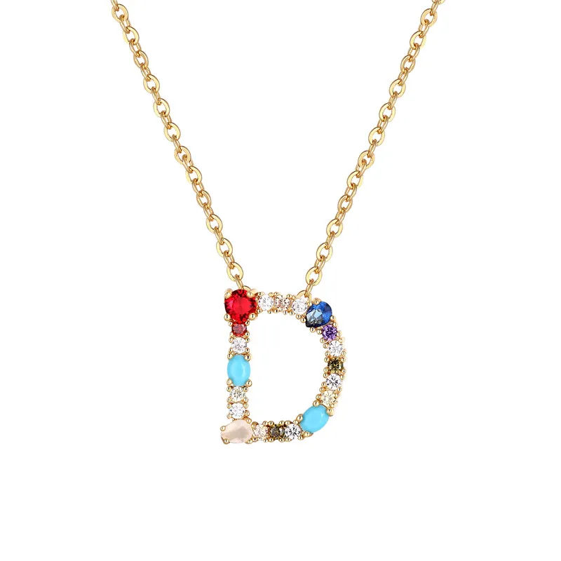 MKENDN многоцветный модный Шарм Золото 26 Алфавит кулон ожерелье микро проложить Циркон начальные ожерелья с буквой пара имя ювелирные изделия