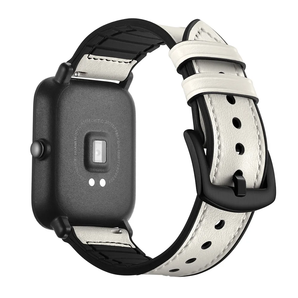 YHNUJM кожа+ Силиконовый ремешок для Huami Amazfit Bip Молодежные часы 20 мм ремешок браслет ремешок для часов