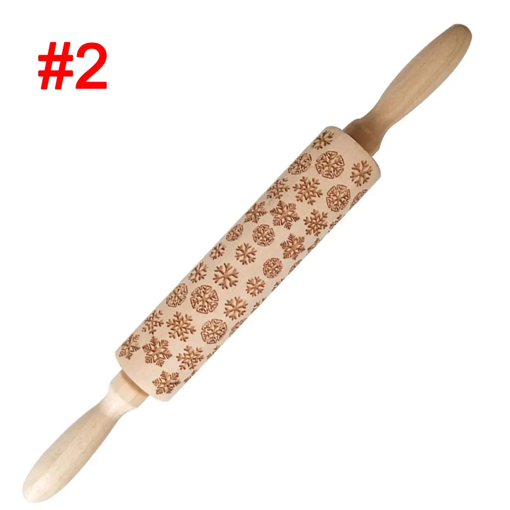 Creative Embossing Rolling Pin Stick Roller Christmas Baking Rolling Pin Wood Embossed Cookies 35cm Pastry Tools DIY Bread - Цвет: JM01675