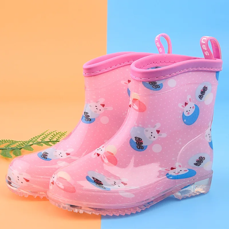 Pink Loveewalk/детские непромокаемые сапоги; цвет синий; обувь для мальчиков; теплые плюшевые ботильоны с машинками; водонепроницаемые резиновые сапоги; обувь для маленьких девочек; цвет розовый - Цвет: Pink