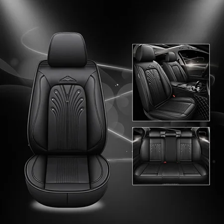 Новые кожаные чехлы для сидений автомобиля для vw golf 4 5 VOLKSWAGEN polo 6r 9n passat b5 b6 b7 Tiguan аксессуары чехлы для сидений автомобиля - Название цвета: Black Standard