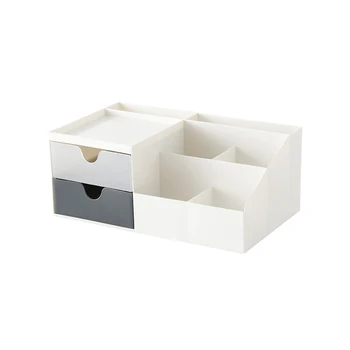 

Fashion White Rectangular Desktop Organizer Drawer Plastic Transparent Cosmetic Storage Box Rangement Wedding Centerpiece EC50SN