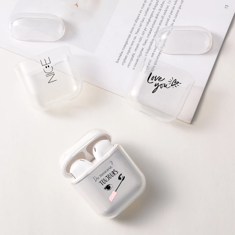 Беспроводной чехол Airpods с надписью Love Heart Rainbow Red Letter, защитный прозрачный чехол для наушников, классный портативный милый чехол для наушников