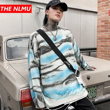 

Harajuku Knitted Sweaters Men Hip Hop Loose Pullover Fashion Printed Sweater Streetwear Male Winter 2019 Clothing Coat WG598