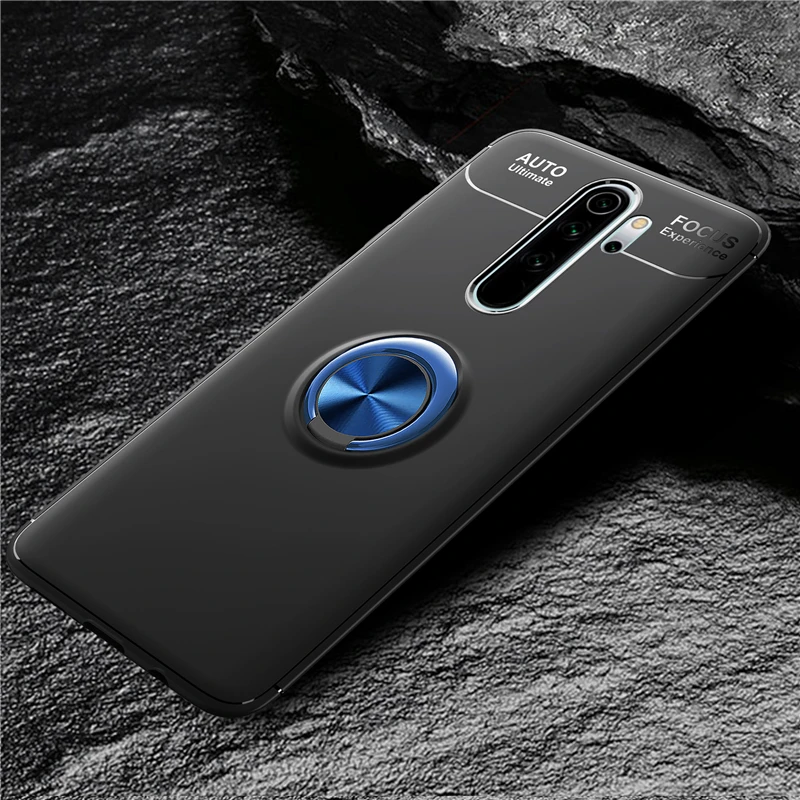black blue Модный чехол для телефона Xiaomi redmi note 8 Pro силиконовый чехол ТПУ палец кольцо стелс держатель чехол для redmi note 8T чехол - Цвет: black blue