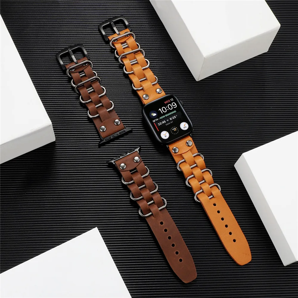 Ремешок для часов Apple watch 1/2/3 38 мм 40 из натуральной кожи новый железный ремешок с