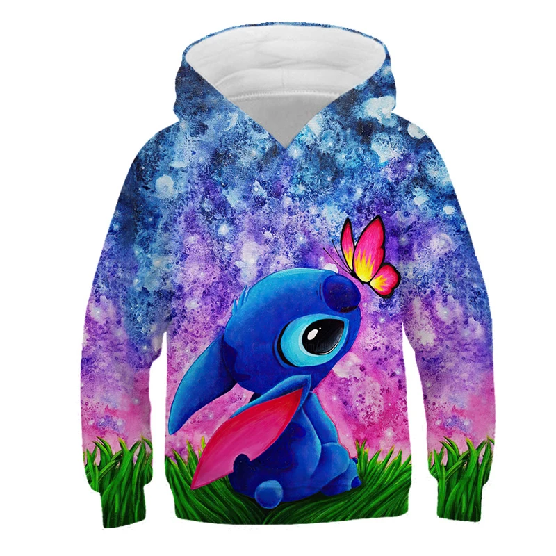 2022 Spring and Autumn Street Dance Disney Men's Girls Fully Printed 3D Stitch Hoodie Sweatshirt Trendy Streetwear Boys Hoodie kids sweatshirts