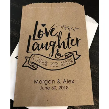 

Customized personalized wedding gift bag, candy buffet bag, love bag, midnight snack - aixiao snack cowhide white paper bag