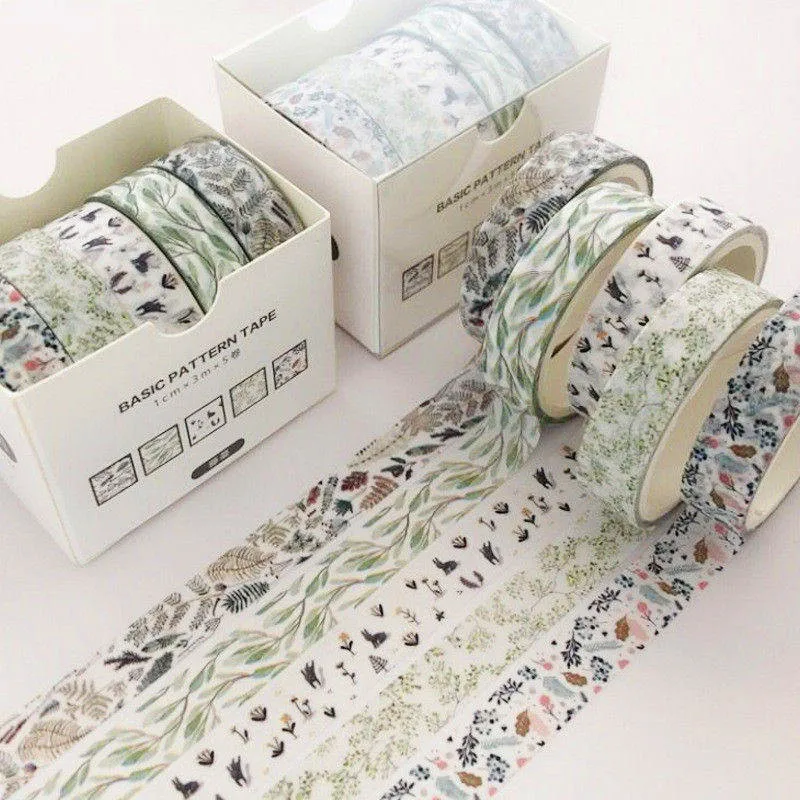 

5 Pcs/pack Simple Decorative Washi Tape Set Sticker Scrapbooking Diary Adhesive Masking Tape Stationery School Supplies