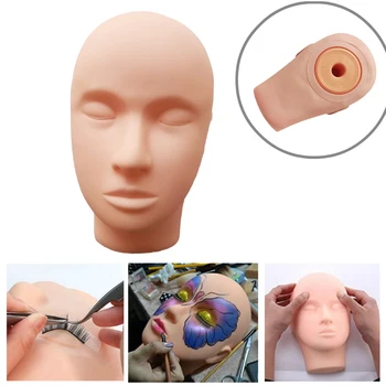 

Soft Flat Practice Head Doll with Mount Hole, for Eyelash Extensions Tattoo Make Up Massage Training