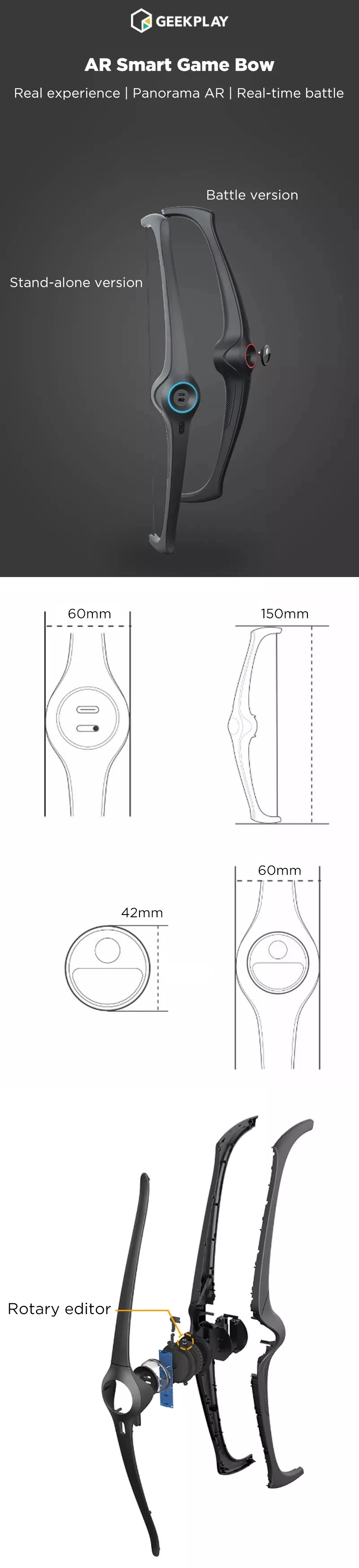 Xiaomi Geekplay AR умный игровой лук 60 виртуальных сцен Bluetooth Арчер стрельба из лука, охота с луком прямой длинный лук для CS War игровой лук