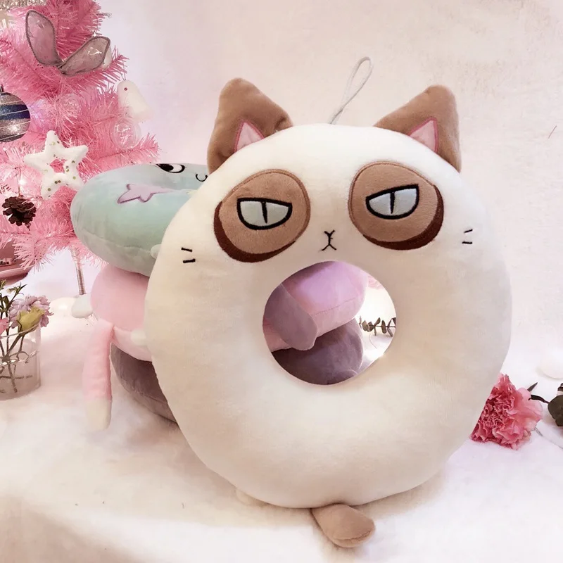 Рисунок из мультфильма; креативное пончик для сна, для кошек подушка для шеи Плюшевые игрушки офисная Подушка подарок для девушки