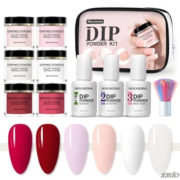 

Dipping Powder Set Base Coat Brush Dry Pigment Manicure Nail Art Decoration