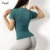 Peeli Letter Print Sport Shirts Solid Color Women Workout Top High Elastic Gym Yoga Top Running Дышащие футболки с коротким рукавом