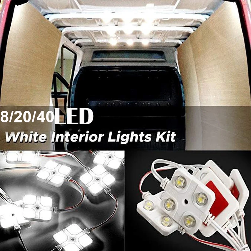 8/20/40 led kit de luz telhado do carro van interior iluminação teto carga para campista dentro da lâmpada para rv barco reboque caminhões van