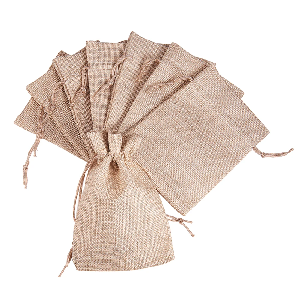 Bolsas de regalo con cordón de lino de arpillera Natural hechas a mano de 20 Uds., bolsa de regalo para boda o Navidad, bolsa de regalo para envoltura de joyería