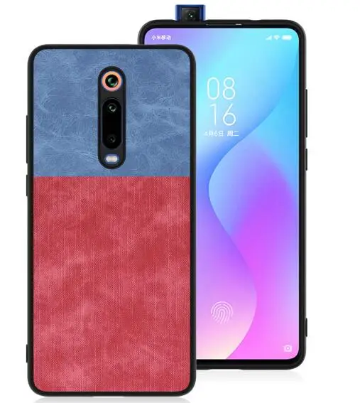 red with blue Для Red mi K20 Pro Мягкий тканевый ударопрочный чехол для Xiao mi Red mi K20 7 6 5 mi CC9 9T тонкий, мягкий, из полиуретана край сшивания ткани задняя крышка - Цвет: red with blue
